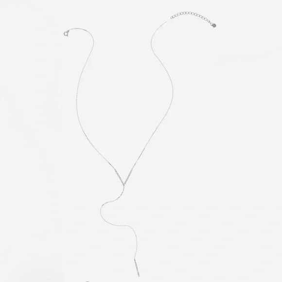 *SOLD* Adornia 925 Sterling Silver Pavé Round Swarovski Accented V Necklace - Picture 3 of 5